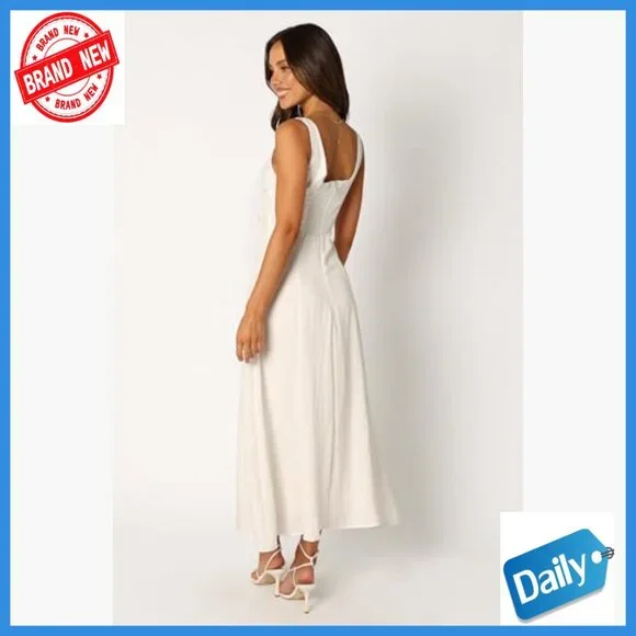 Midi Cocktail Dress with V-Neck, High Waist, and Cut-Out Detail